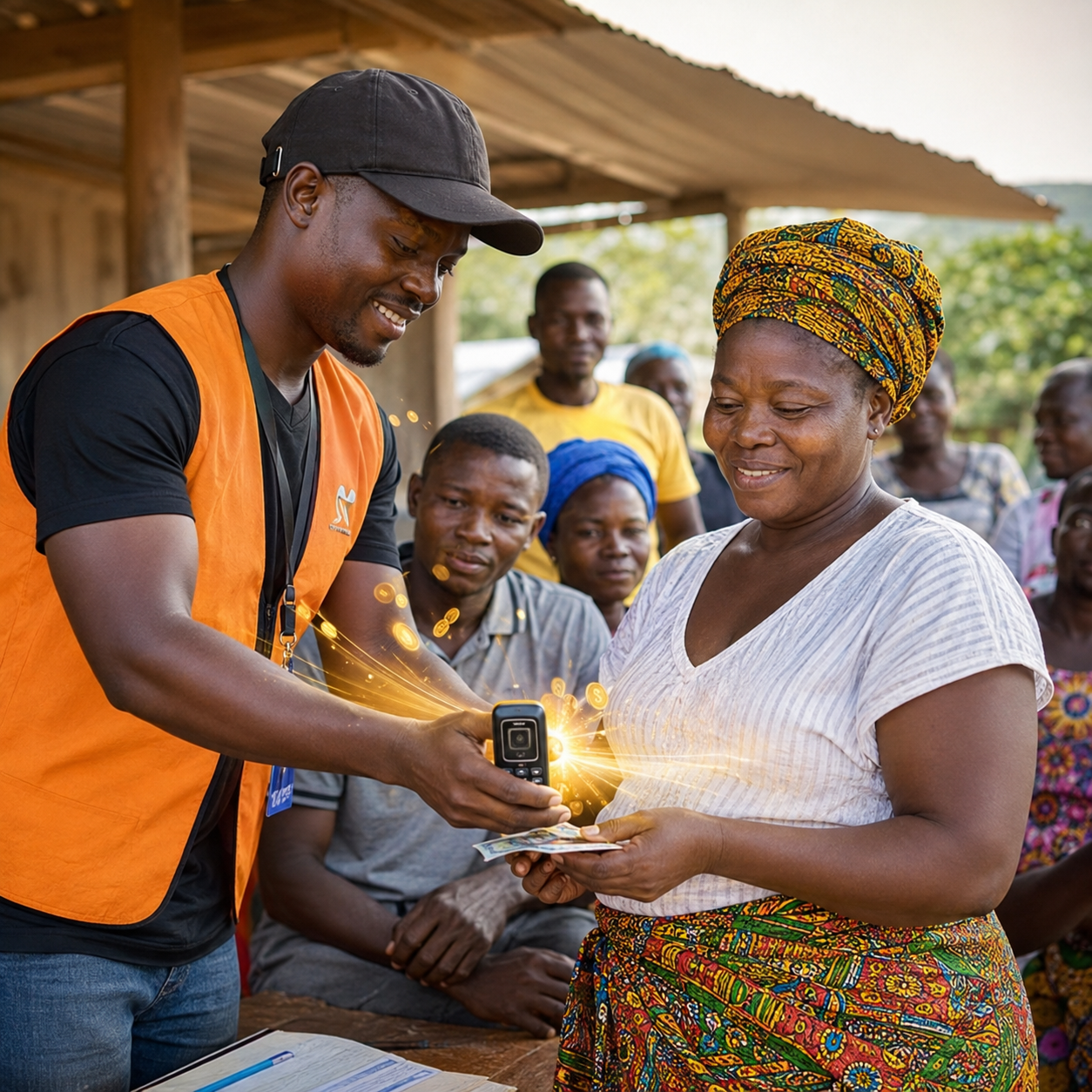 Community members receiving relief support